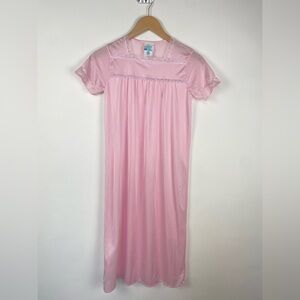 Vintage Sears Girls Nightgown Pink Nylon Lace Trim‎ 7-8 Small Sleepwear